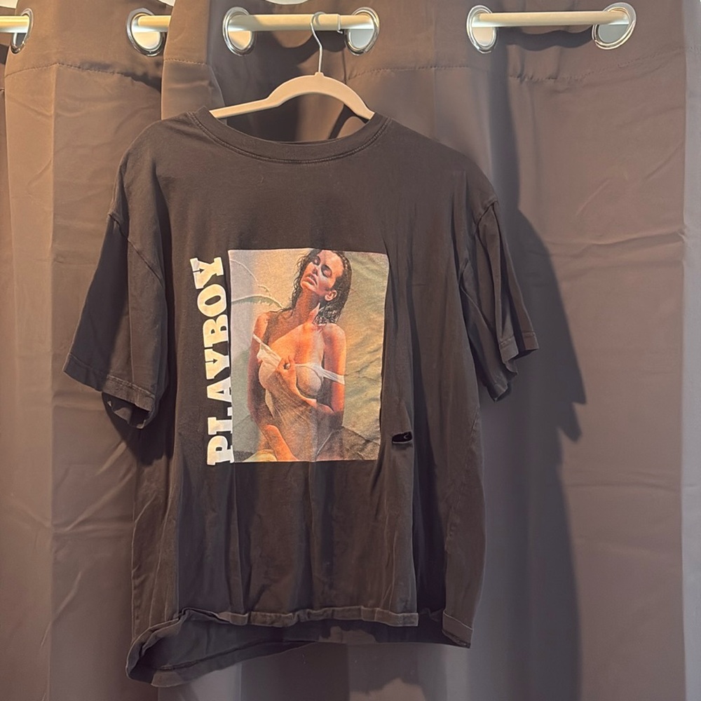 Unisex Black Playboy Graphic T-Shirt